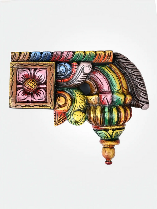 Antique multicoloured wooden wall brackets