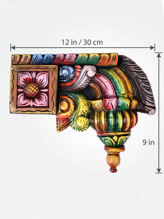 Antique multicoloured wooden wall brackets