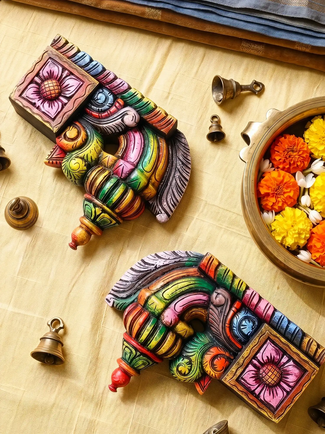 Ethnic bodhil wooden brackets for living room decor