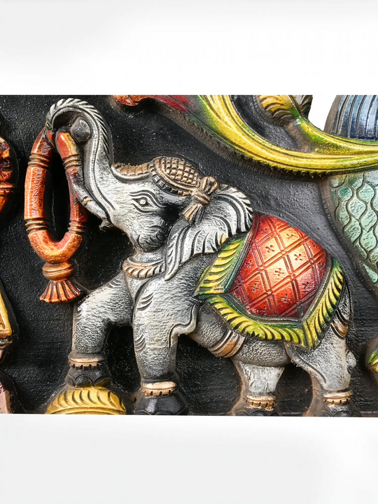 Premium Handcrafted Wooden Gaja Ganesha Wall Panel 35''