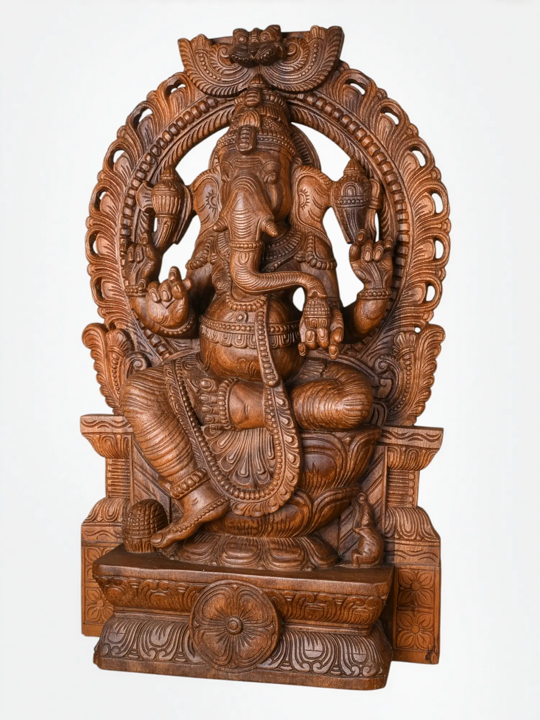 Wooden Ganapathi Statue for Spiritual Interiors