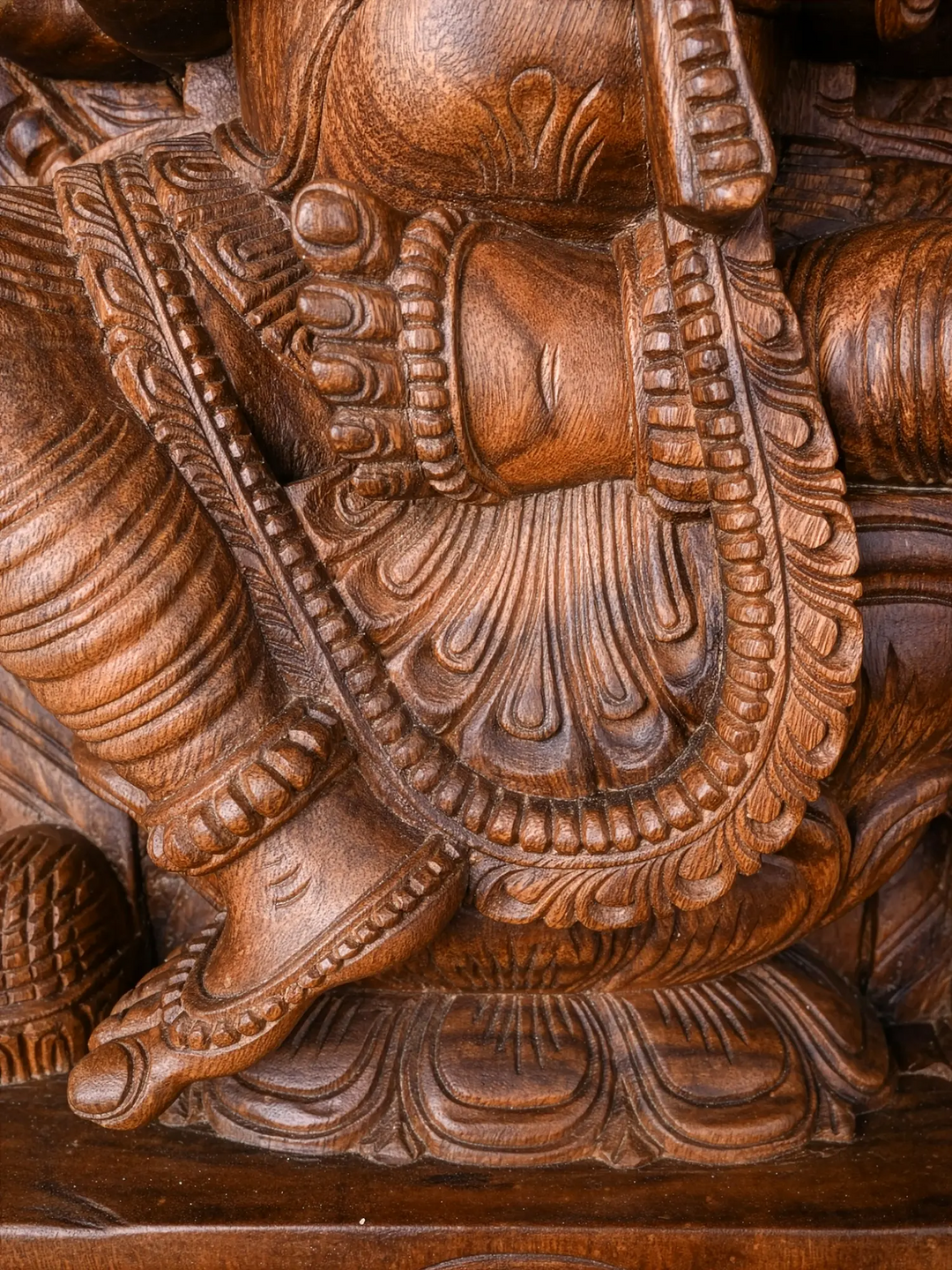 Divine Wooden Handmade Ganapathi Moorthi  Statue for Wealth & Prosperity 36"