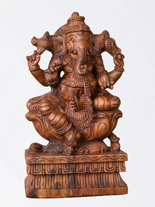 Wooden Ganesh Moorthi Statue | Handmade Lord Ganesha Idol