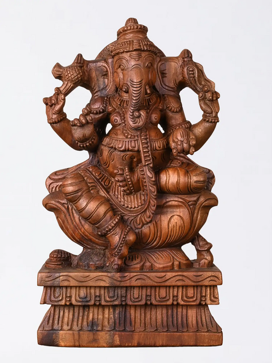 Wooden Ganesha Idol for Home Temple | Hindu God Sculpture