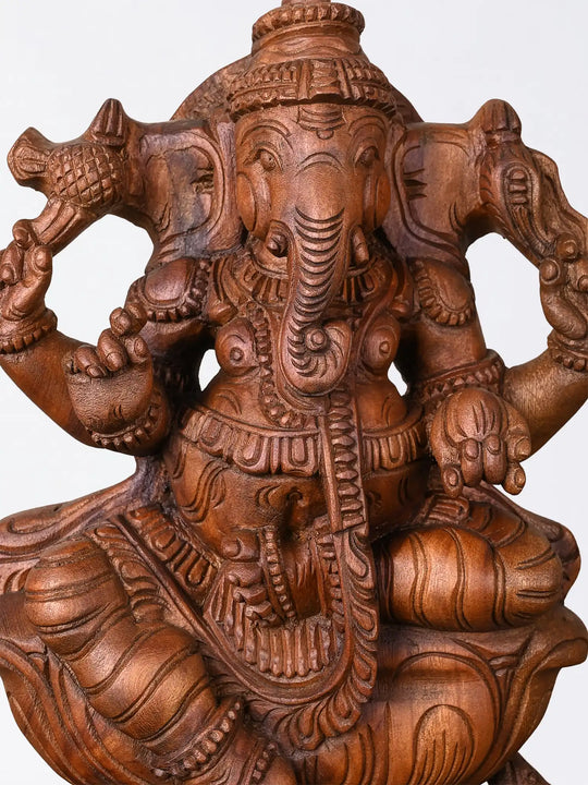 Wooden Vinayaka Idol | Artisan Handcrafted Ganesh Murti