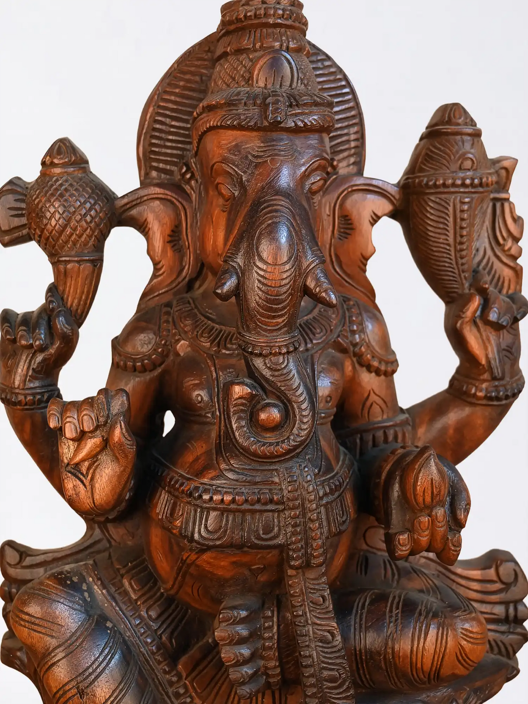 Wooden Hindu god statue for pooja room decor
