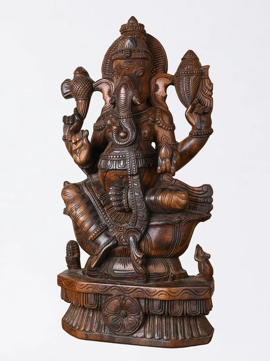 Luxury wooden Ganesh murti for spiritual interiors
