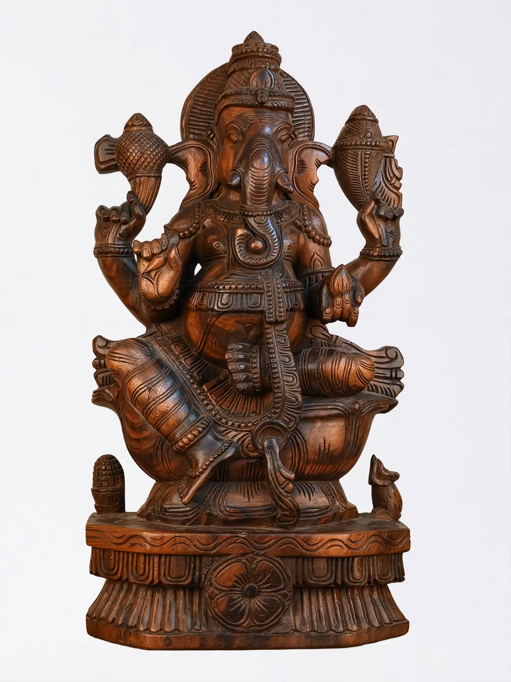 36 inch handcrafted wooden Ganesh moorthi statue