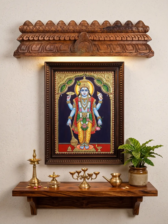 Elegant Pooja Room Wooden Gopuram Wall Decoration