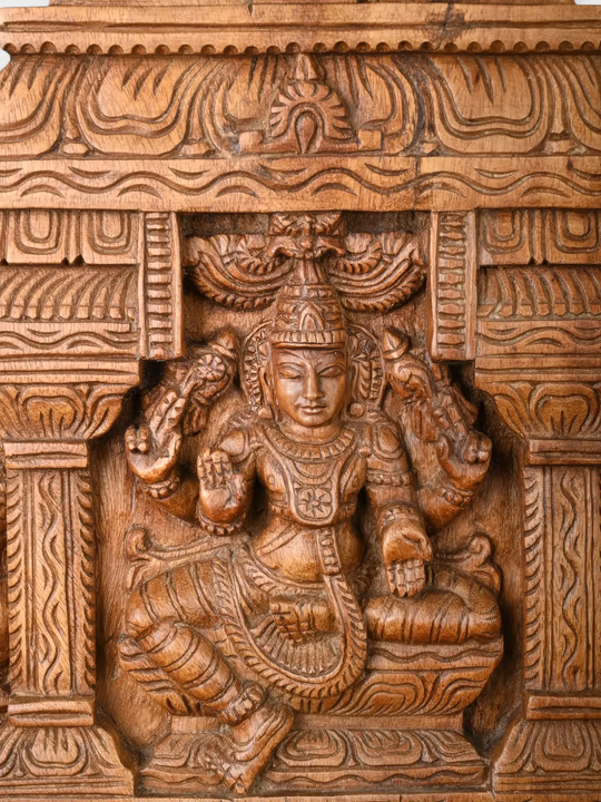 Decorative Wooden Vishnu Shrine Panel