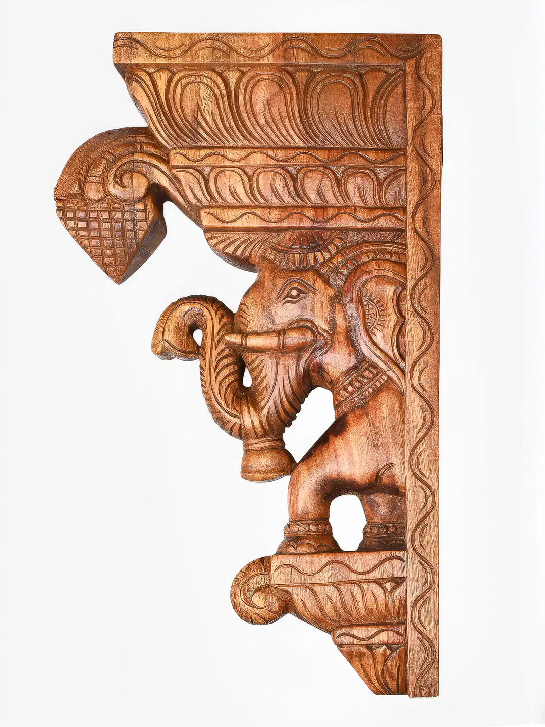 Vintage Wooden Elephant Bracket for Entrance Decor