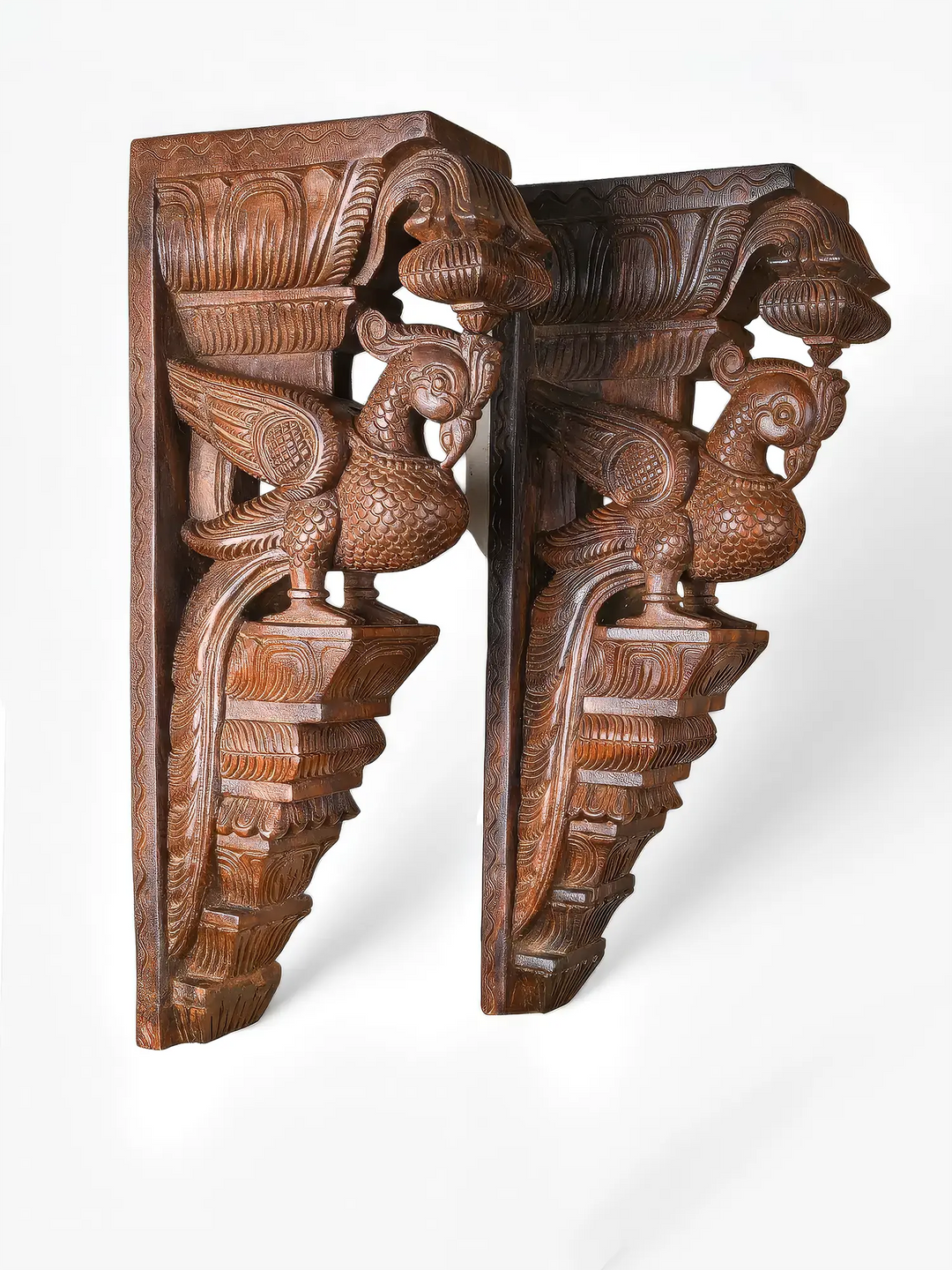 Premium Wooden Wall Brackets with Peacock -Home Door Entrance Decor 23''