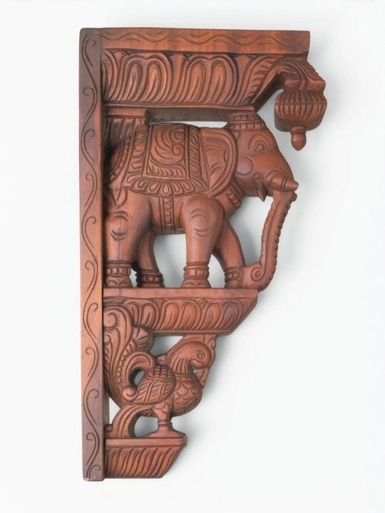 Traditional Indian Wooden Elephant Corbels