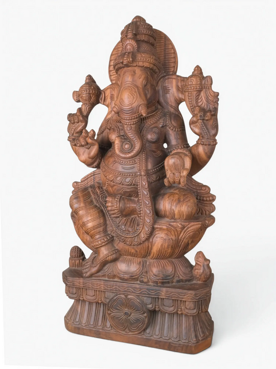 Handcrafted Wooden Lord Ganesha Sculpture