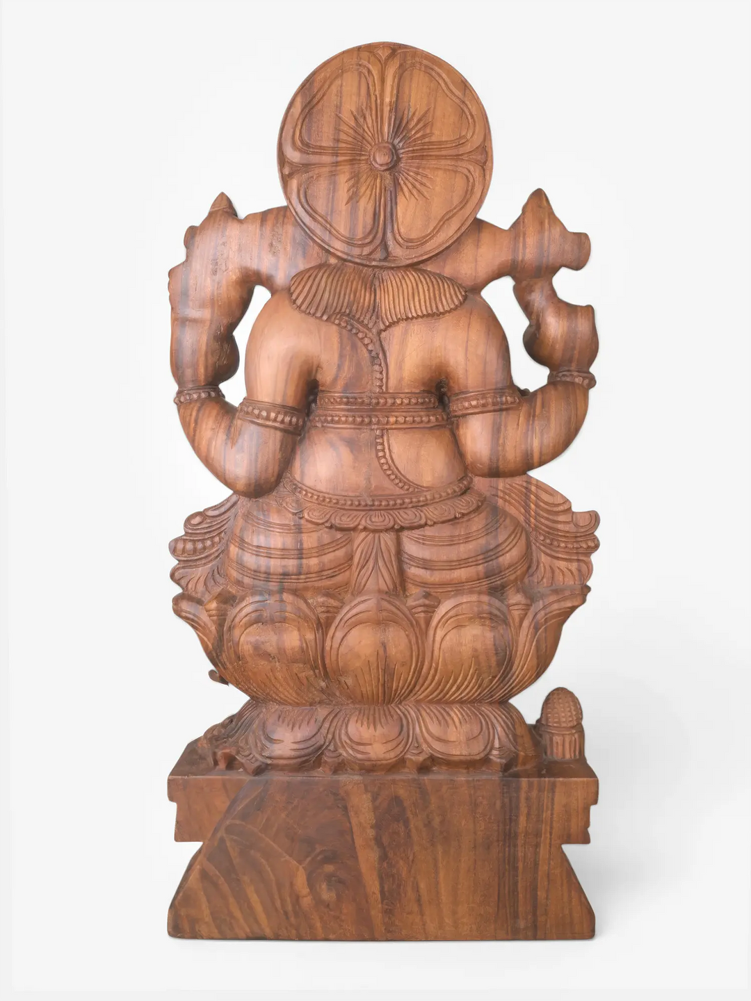 Handcrafted Wooden Lord Ganesha Sculpture - Traditional Ganesh Idol 36''