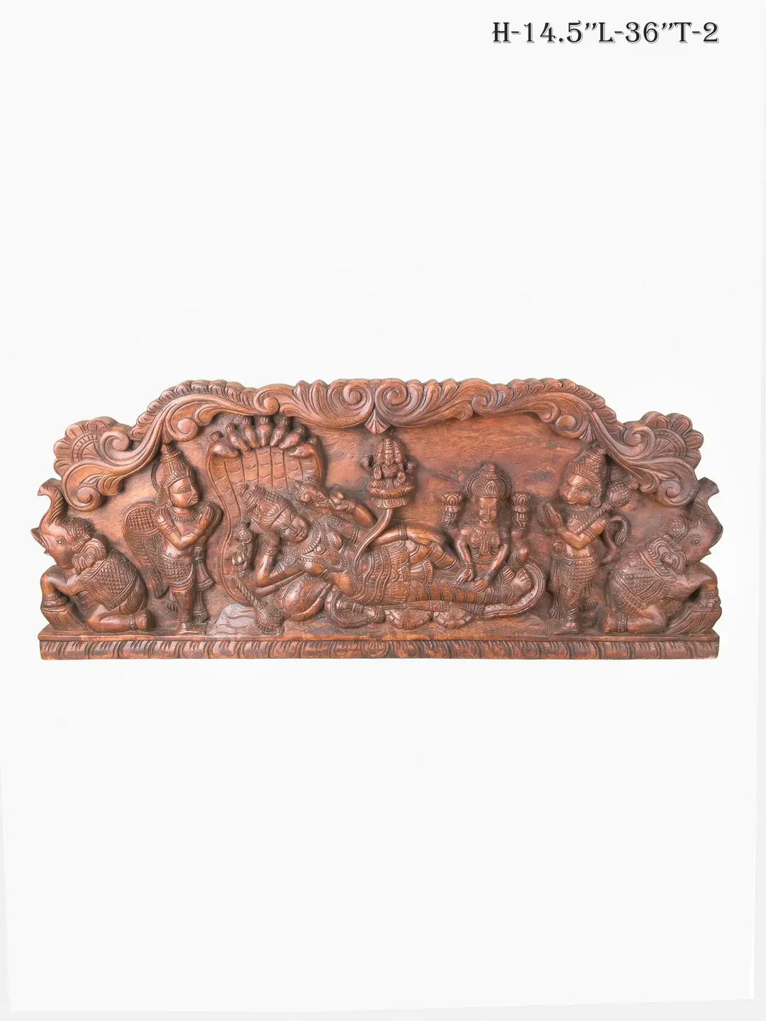 Premium Wooden Ranganatha Swamy Wall Panel - Hindu Wall Decor 36''
