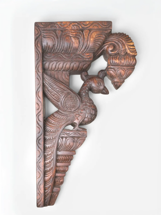 Handcrafted Peacock Wooden Wall Brackets