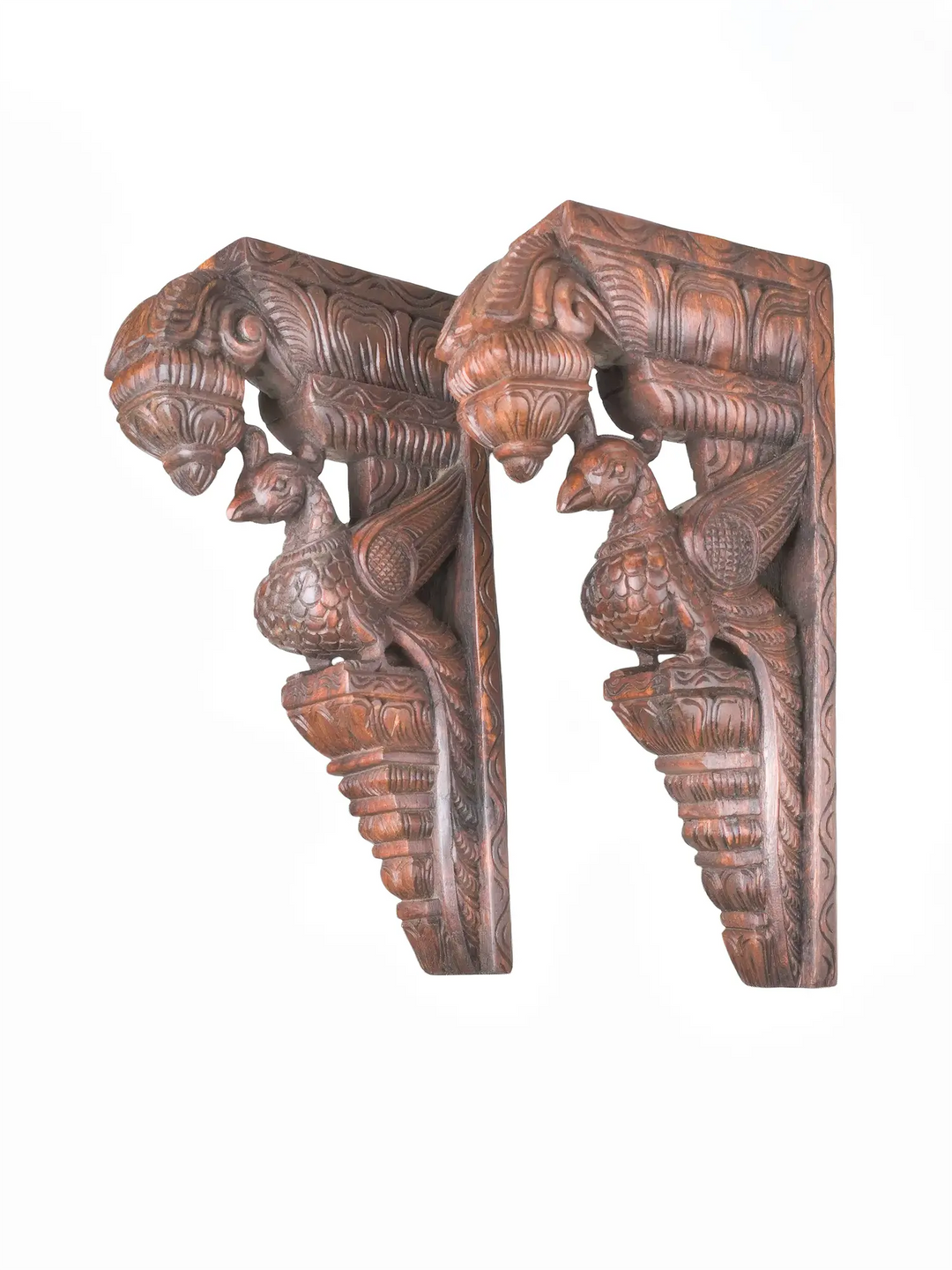 Antique Style Peacock Wooden Wall Brackets – Home Decor 18''