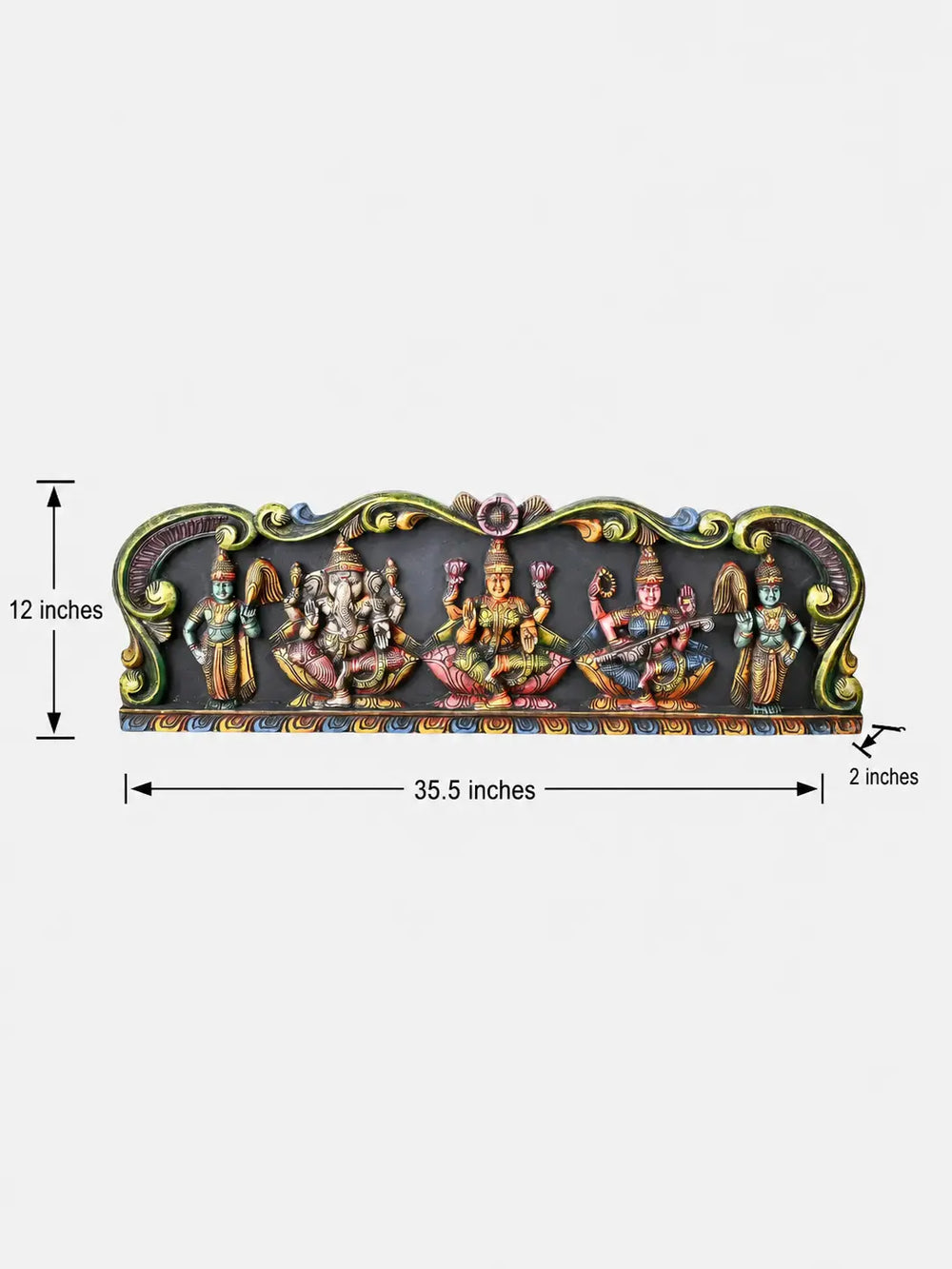 Wooden Temple Panel Featuring Goddess Lakshmi