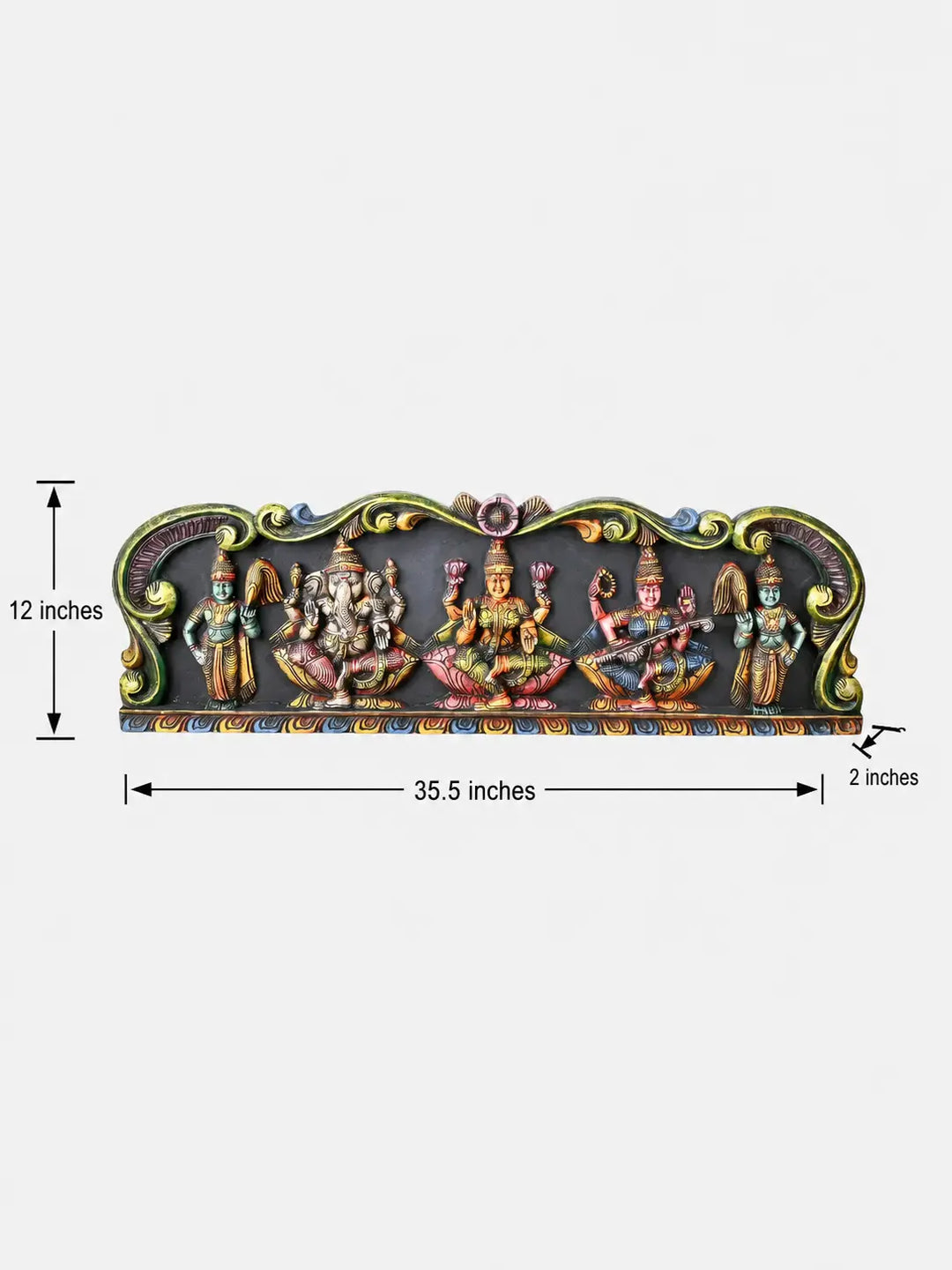Wooden Temple Panel Featuring Goddess Lakshmi