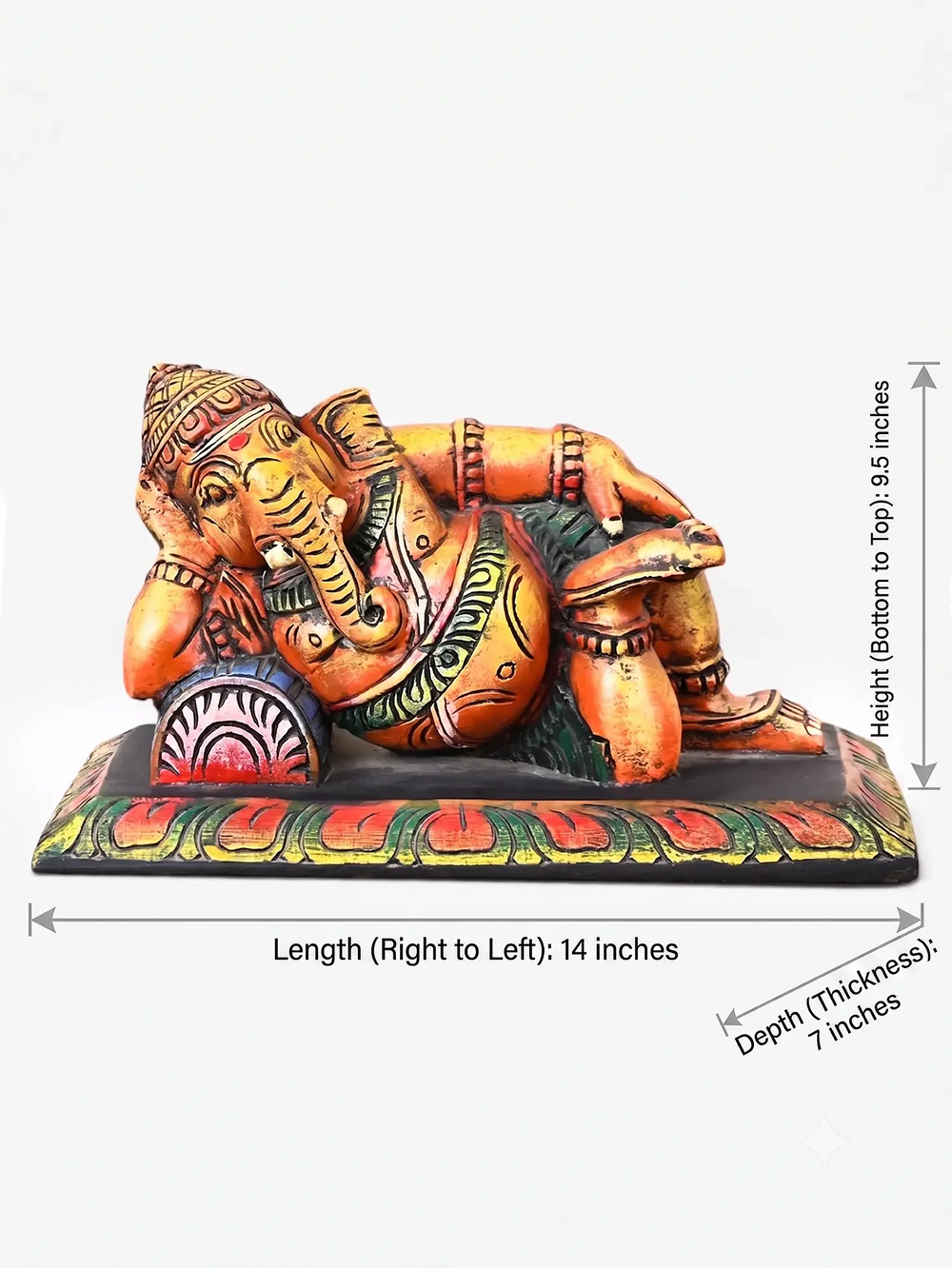 Artistic wooden Ganpati sculpture handcrafted in India