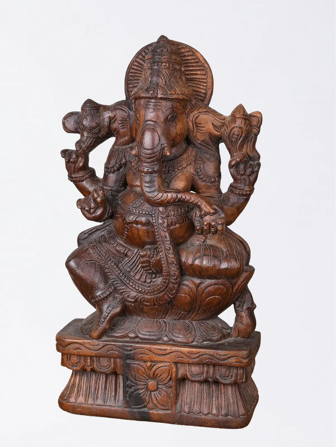 South Indian Hand Carved Wooden Ganesh Idol