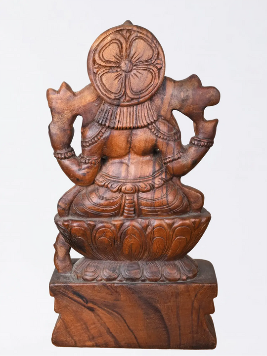Premium Wooden Ganapati Sculpture for Pooja Room 19"