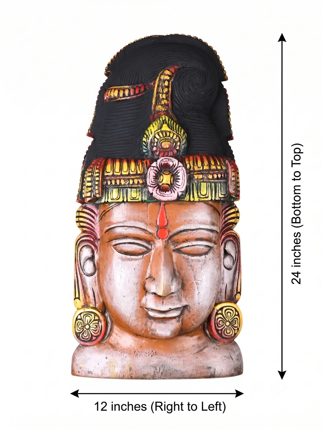 Lord Vishnu Wooden Face Sculpture for Wall Decor