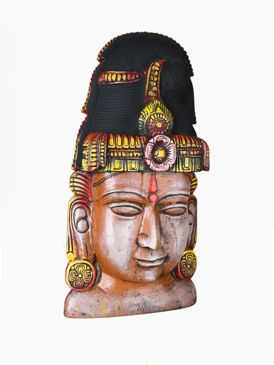 Traditional Wooden Vishnu Face Wall Art