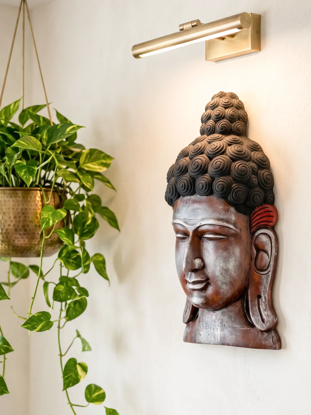 Spiritual wooden Buddha wall art for peaceful home interiors