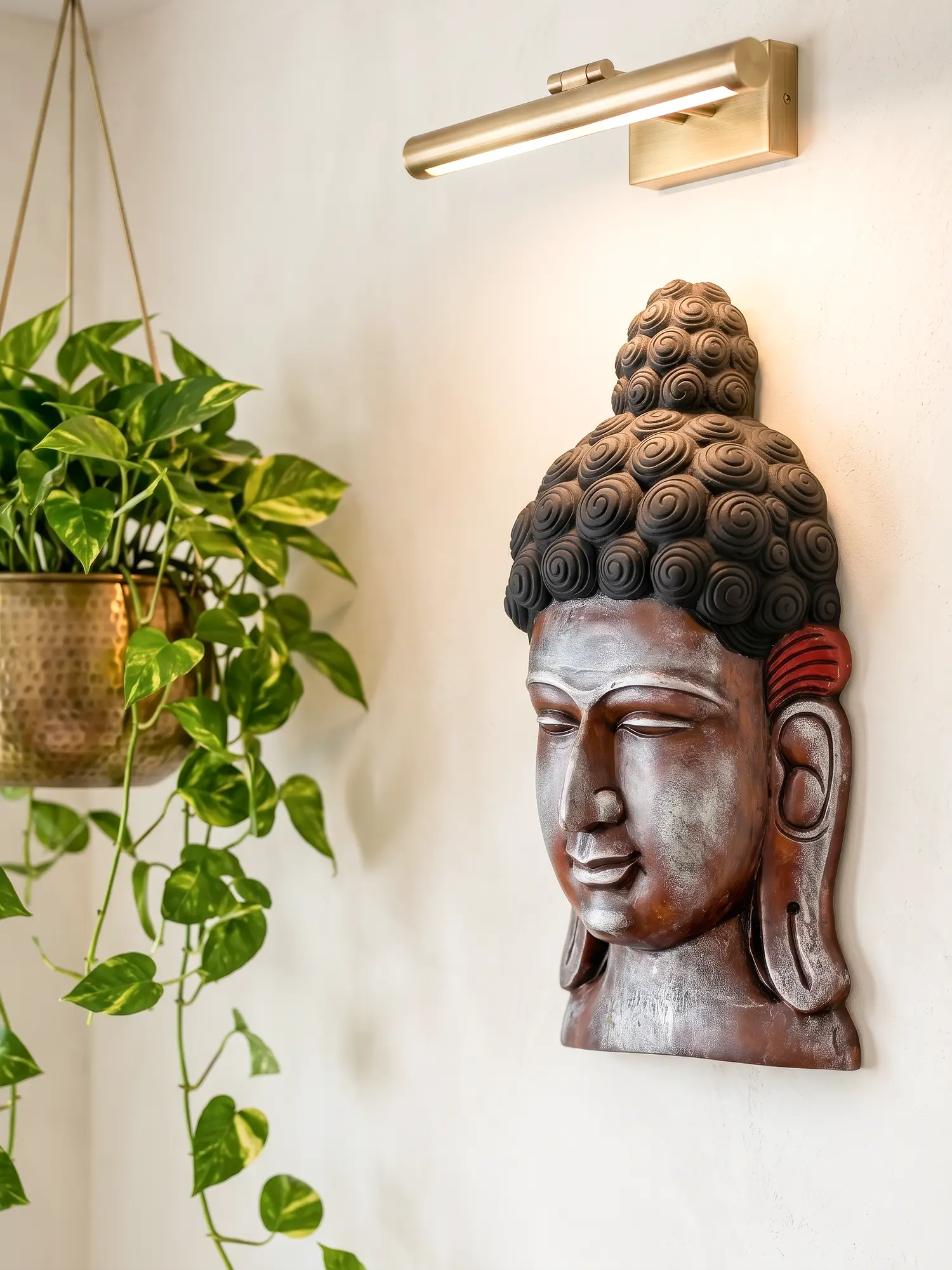 Spiritual wooden Buddha wall art for peaceful home interiors