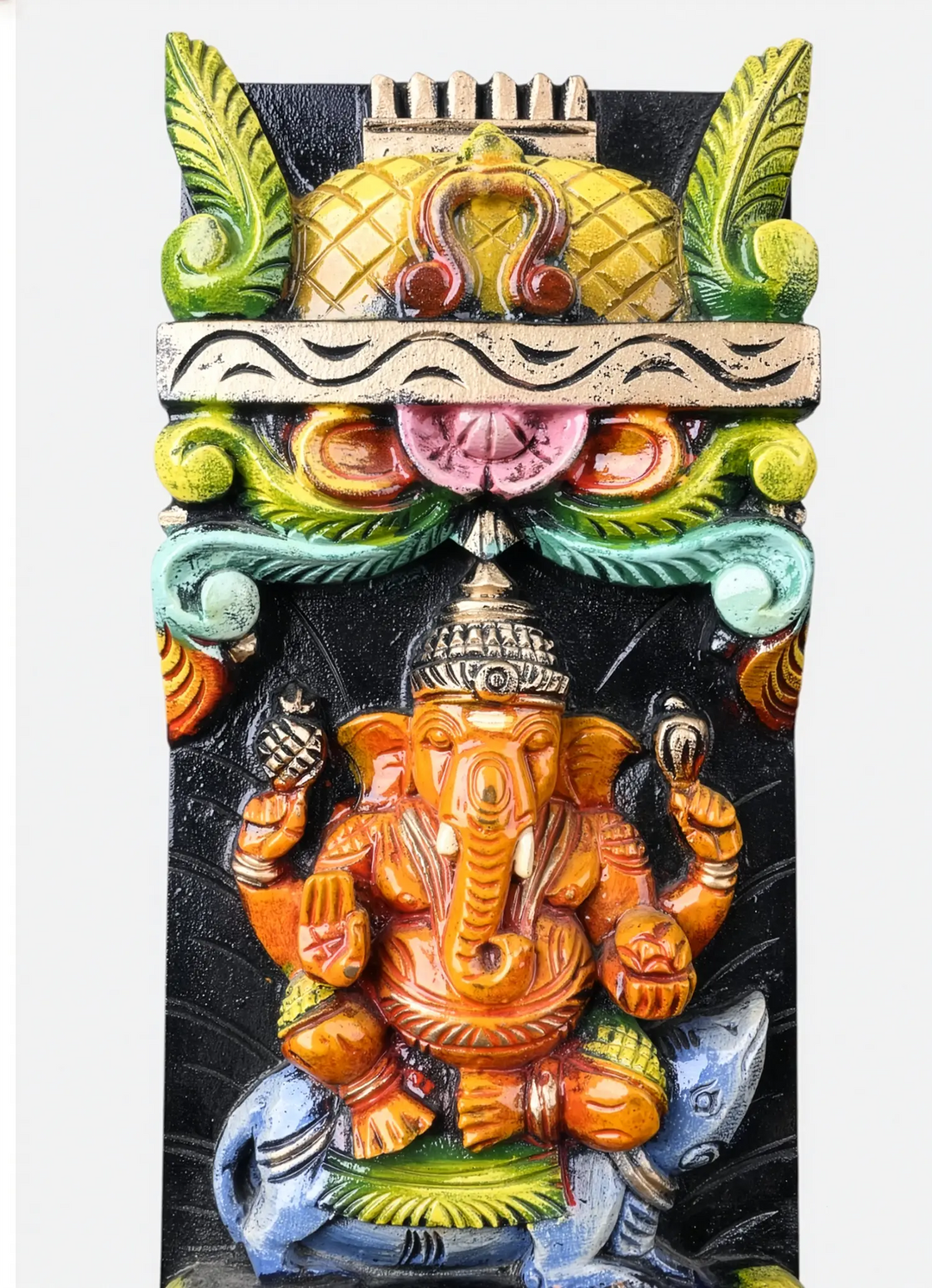 Artistic Ashta Ganesha wooden carving luxury spiritual wall hanging
