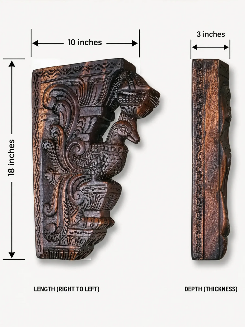 Traditional wooden peacock corbels for luxury home décor