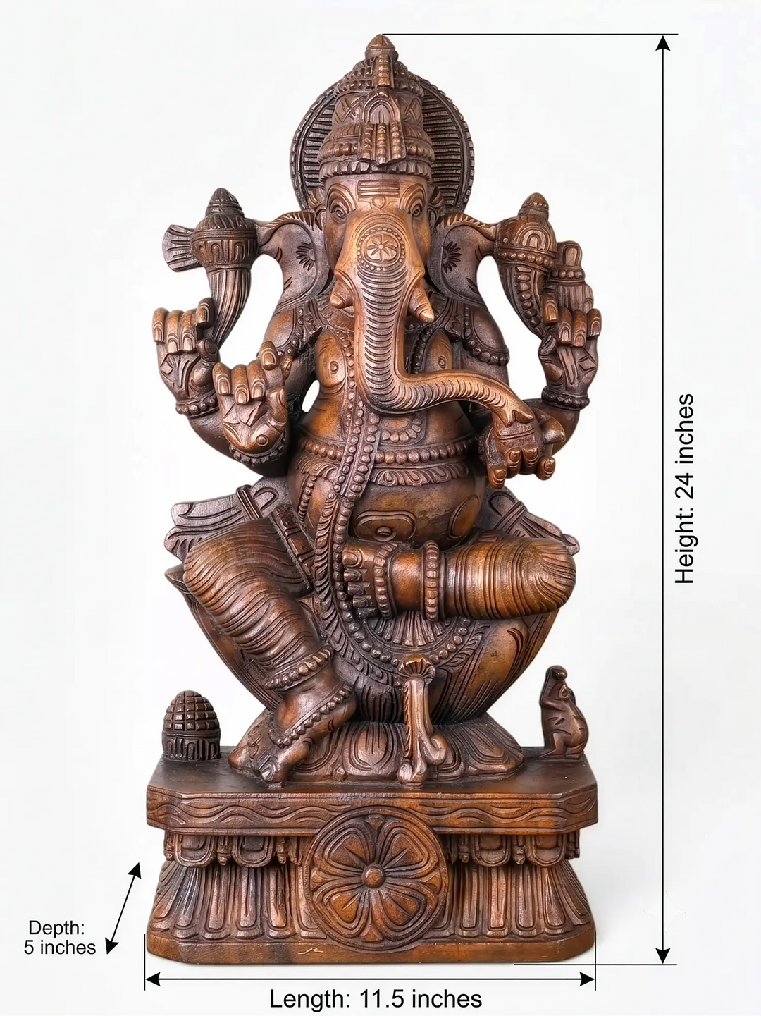 Premium hand carved Lord Ganesha wooden idol
