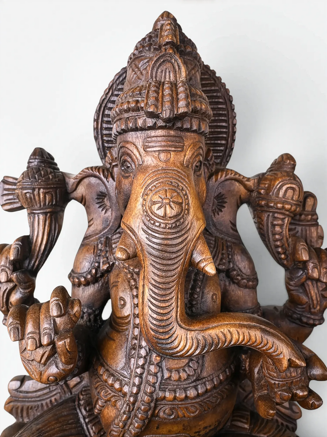 Elegant wooden Ganesha statue for vastu and meditation spaces