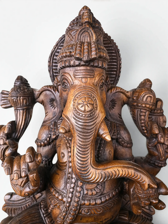 Elegant wooden Ganesha statue for vastu and meditation spaces