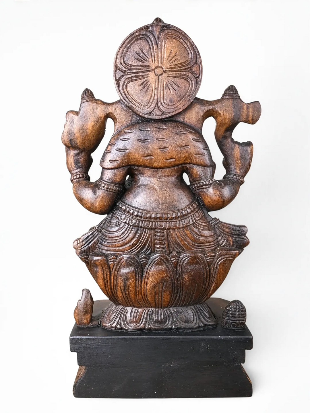 Premium Wooden Ganesha Sculpture - Hand-Carved Lord Ganesh Statue for Home 24''