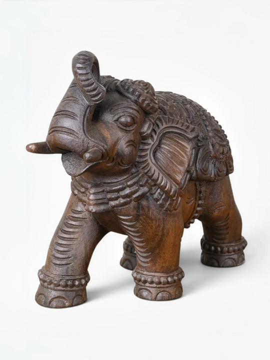 Classic wooden elephant carving designed for timeless home decor