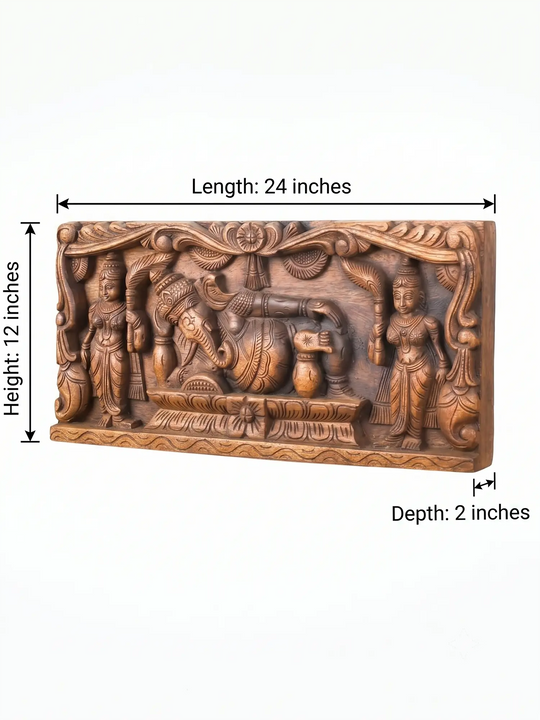 Handmade Wooden Ganesha Wall Art Panel for Living Room Decor