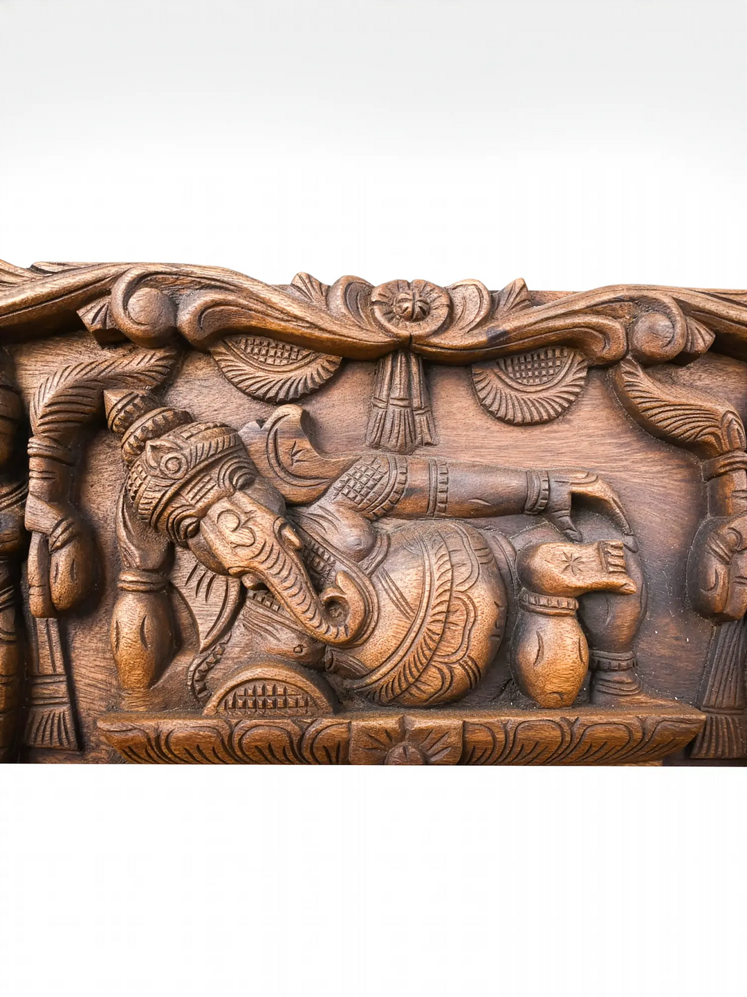 Premium Hand Carved Ganesha Wooden Panel for Pooja Room Decoration