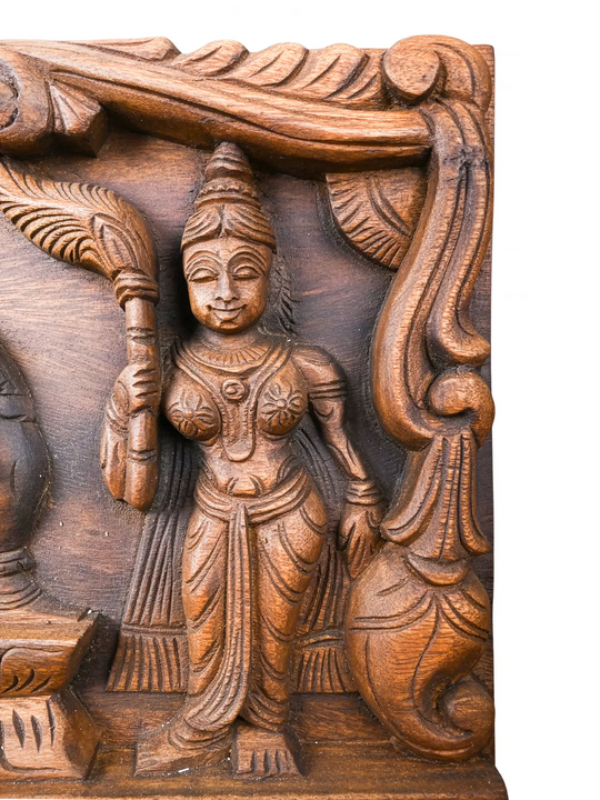 Reclining Ganesha Wooden Panel - Handcrafted Wall Decor 24''
