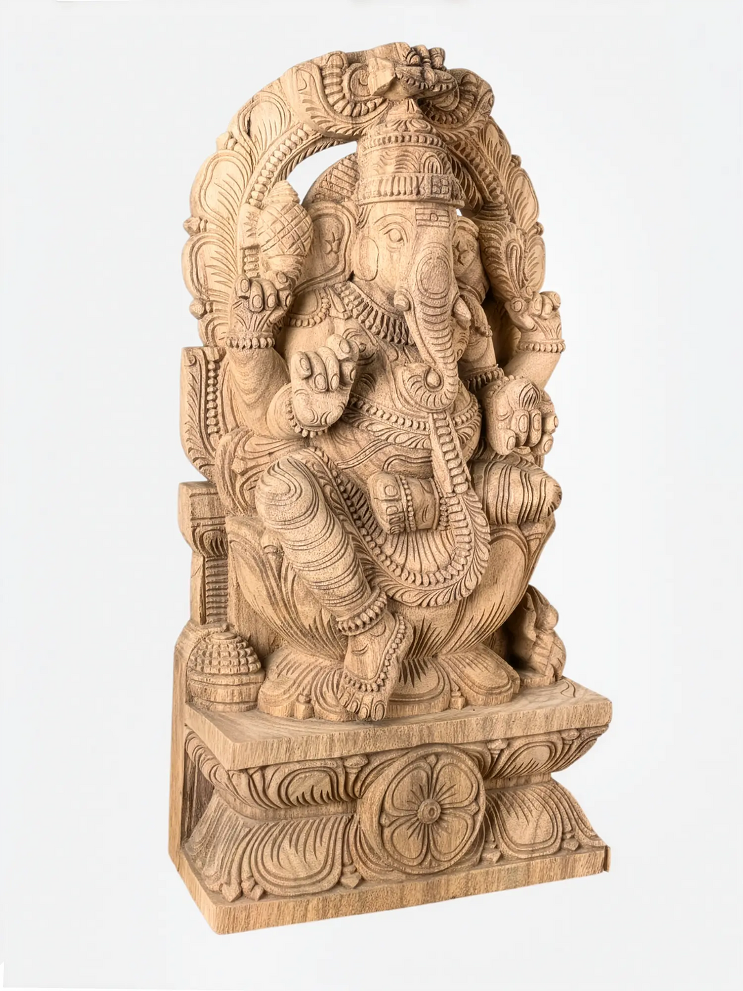 Traditional Lord Ganesh wood carving for home temple and spiritual décor