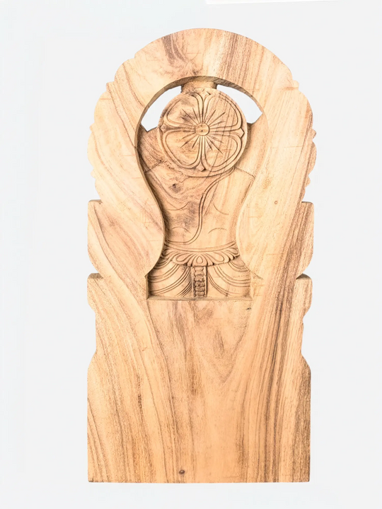 Natural wood Ganesha idol for vastu, meditation, and spiritual interiors