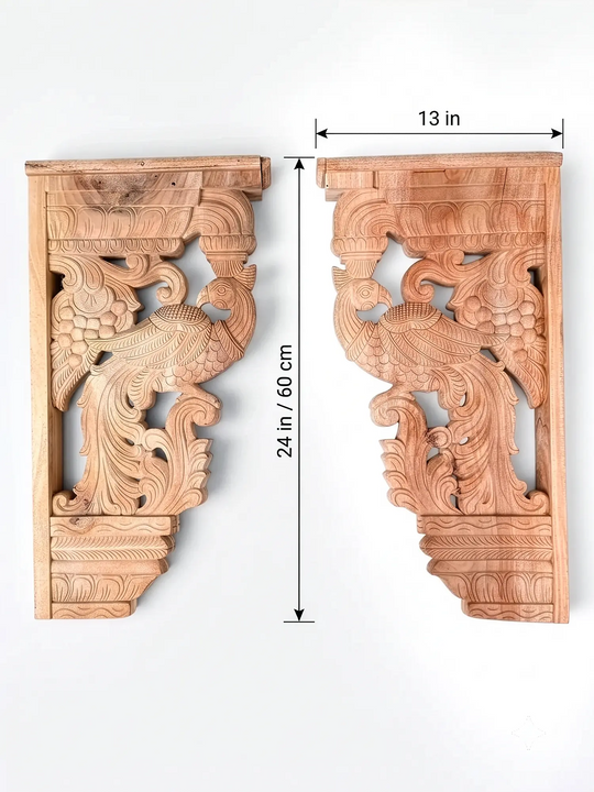  wooden peacock wall corbels for luxury interiors