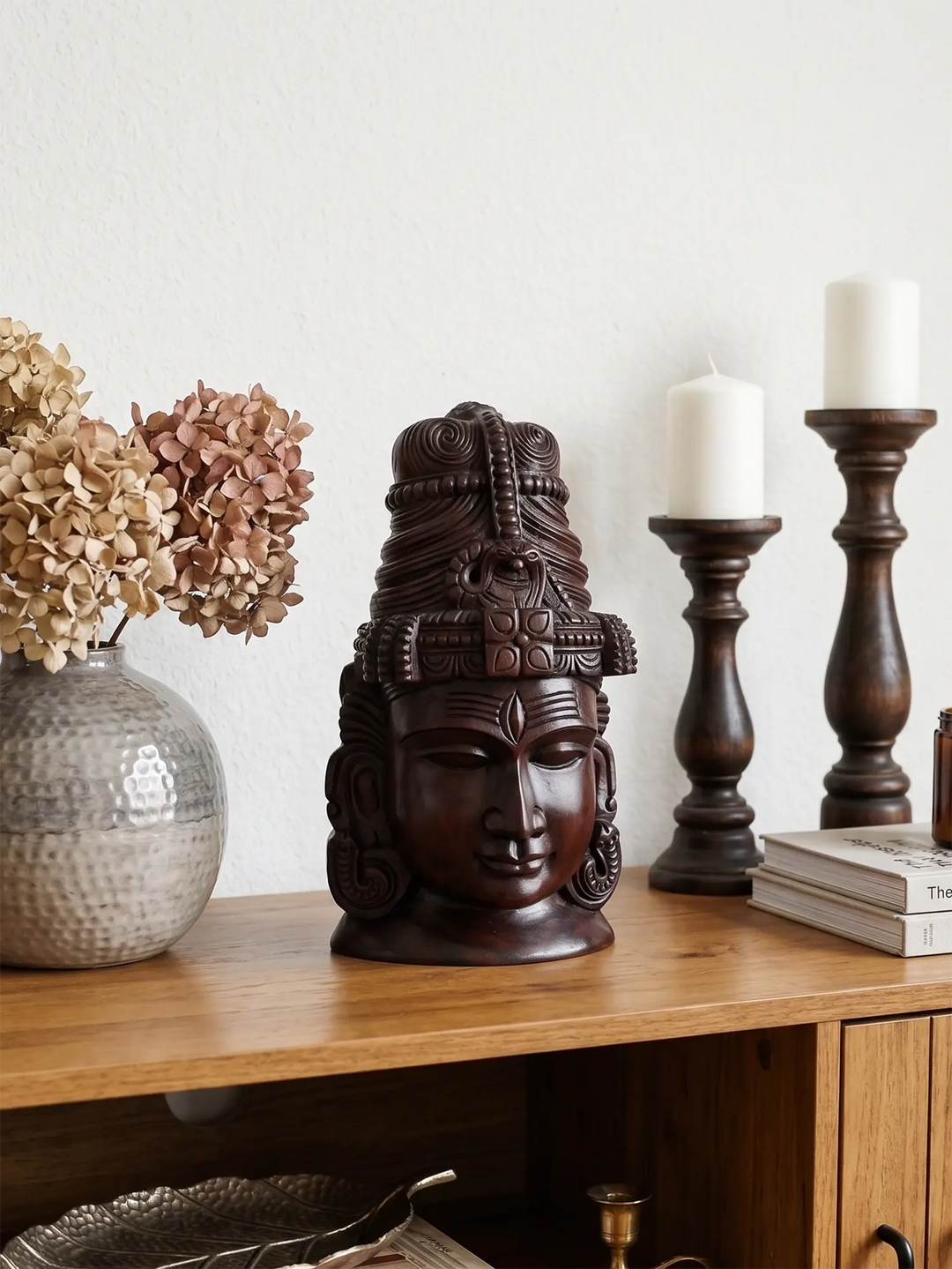 Premium Shiva head wood carving