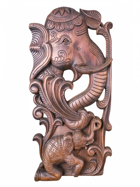 Handmade wooden elephant wall décor pair from premium wood for decoration.
