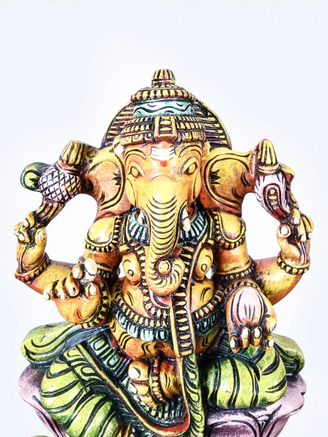Premium multi coloured Wooden Ganpati Idol