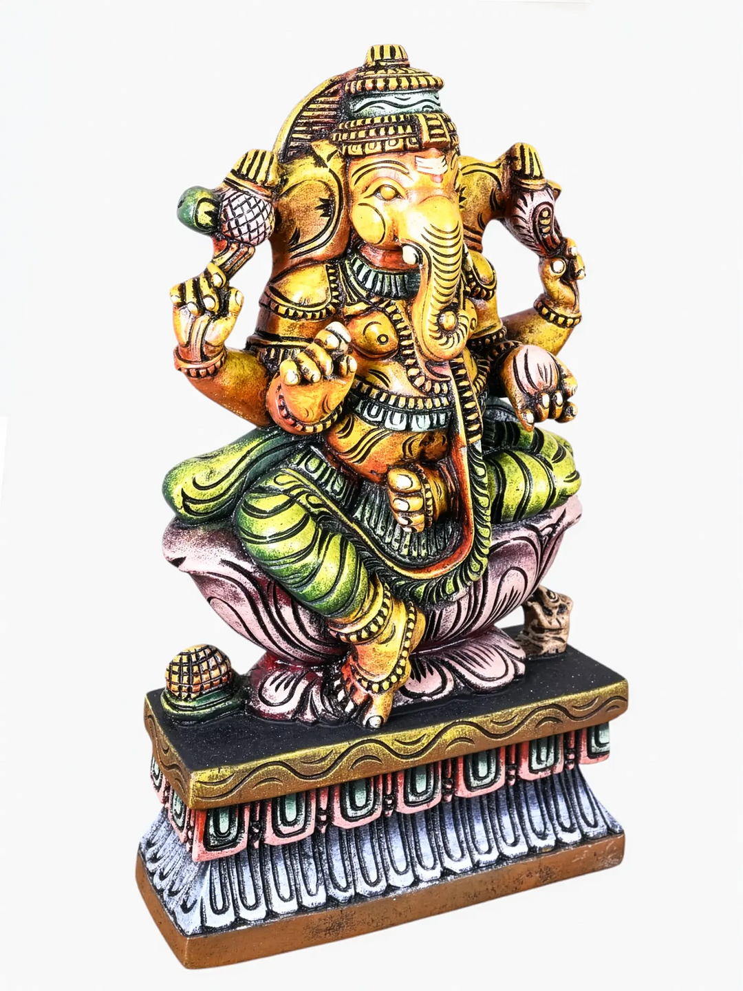 Hand-Carved Ganesh Wooden Statue