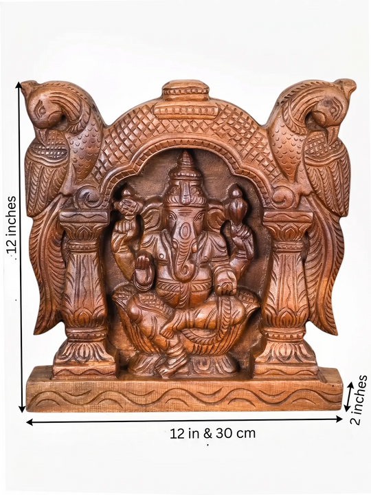 Handmade wooden Ganesh wall mount for home décor
