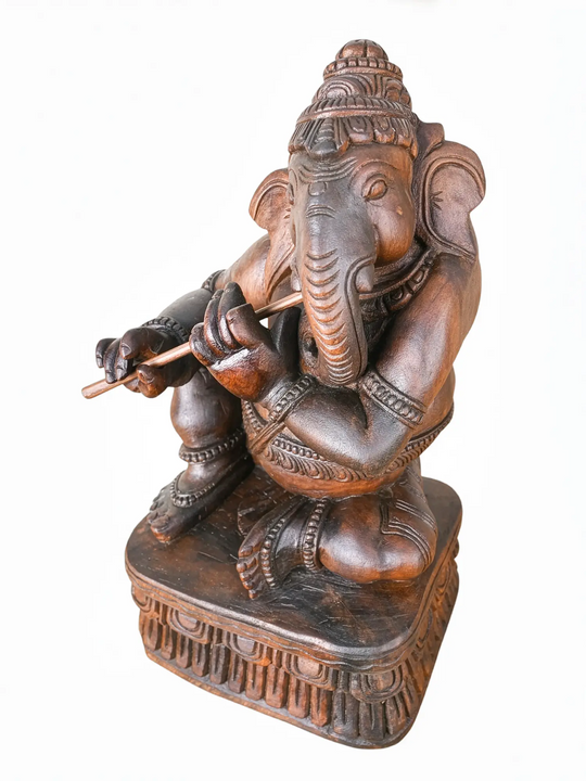 Classic handcrafted Ganesh wooden statue for prayer room.
